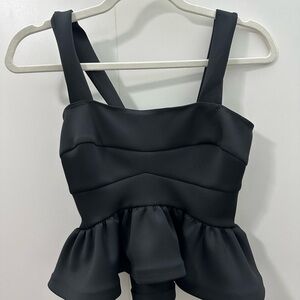 Silvia Tcherassi Black Peplum One Piece with Structured Corset